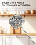 CIRCLE JOY Rechargeable Milk Frother Handheld with Stand, Coffee Frother Wand Drink Mixer with Dual Spring Whisk for Coffee, Cappuccino, Lattes, Frappe, Matcha and Hot Chocolate, Black