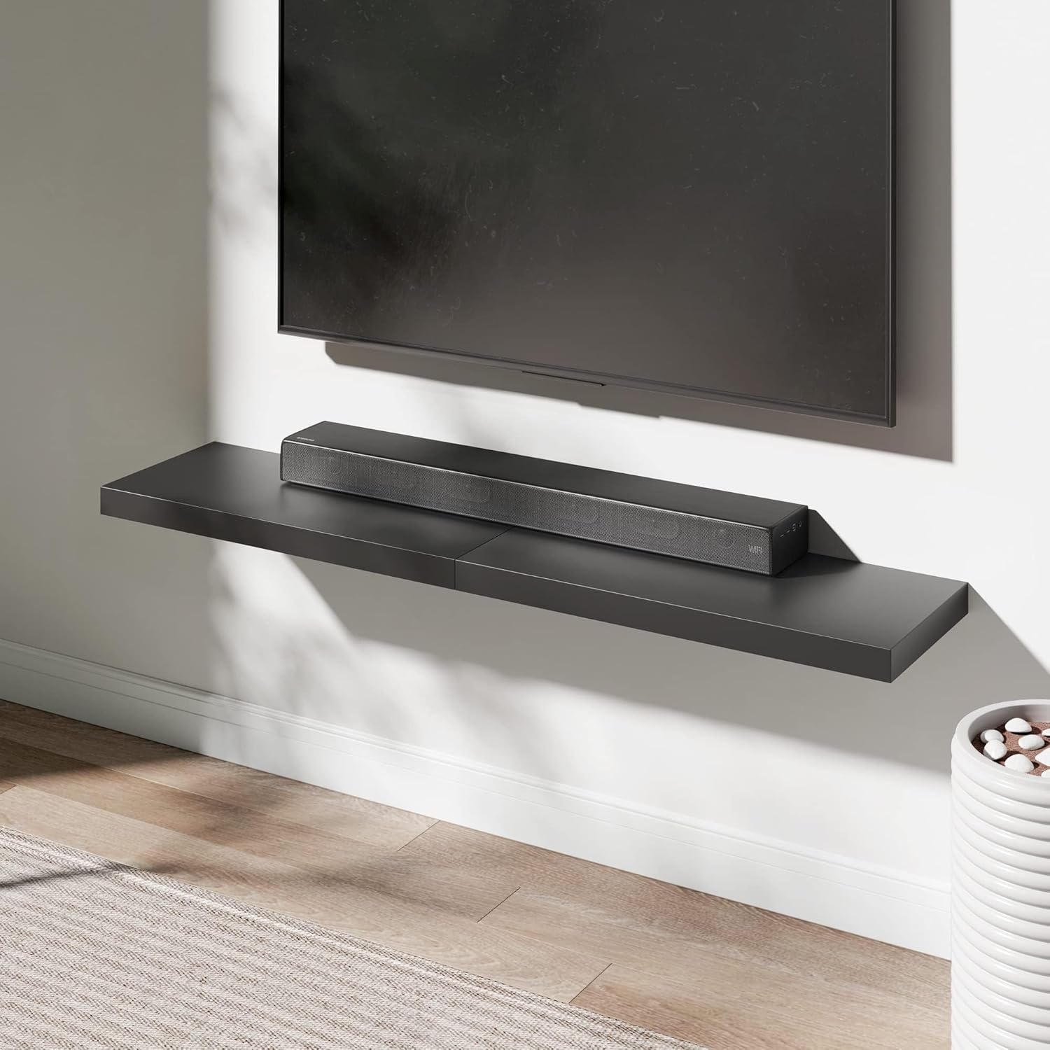 Floating Shelf, Set of 3 Wall Shelf, 24 in W x 12.75 in D x 2 in H Wooden Floating Wall Shelf with Invisible Brackets for Living Room/Bedroom/Bathroom/Kitchen Storage and Decor, Black