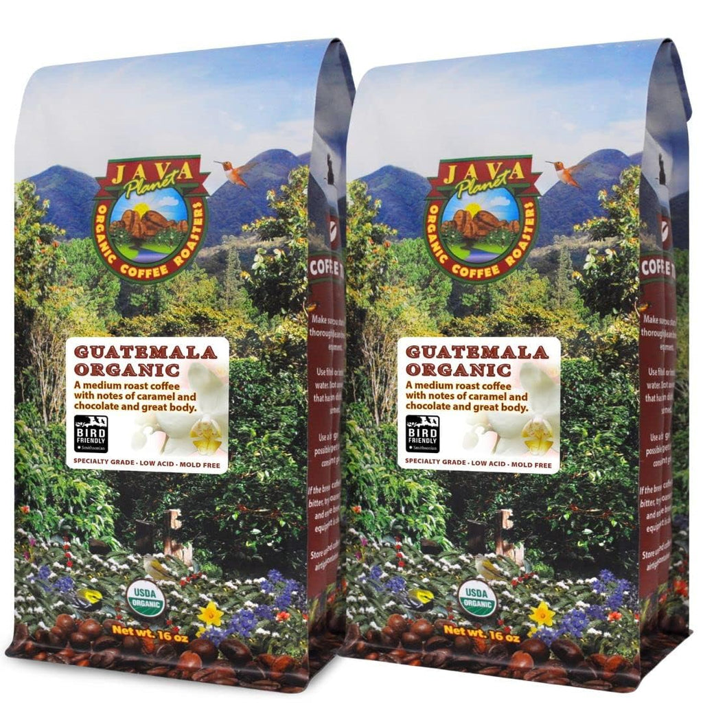 Low Acid Organic Coffee – Whole Bean, Mold-Free & Stomach Friendly by Java Planet, Guatemalan Single Origin Coffee, Medium Roast, Smooth Full Flavored, 2x1LB Bag