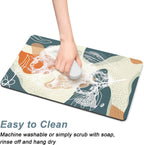 Rnivvi Coffee Mat, 12" x 19" Cute Boho Theme Coffee Bar Mats for Espresso Machine Station Accessories and Organizer, Hide Stain Rubber Backed Absorbent Dish Drying Pad for Kitchen Counter, Leaves