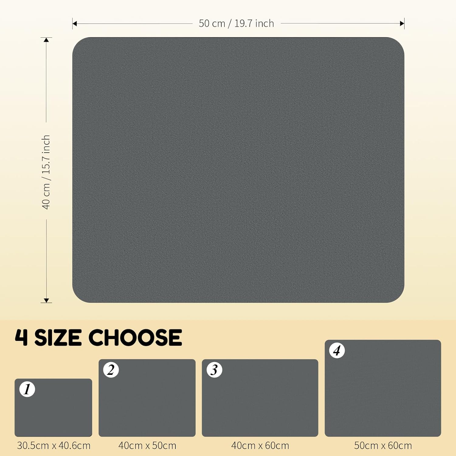 Coffee Mat Hide Stain Rubber, Coffee Bar Accessories Fit Under Espresso Machine CoffeeMaker Coffeepot, Backed Absorbent Dish Drying Mat for Kitchen Counter(Dark Gray, 40cm×50cm)