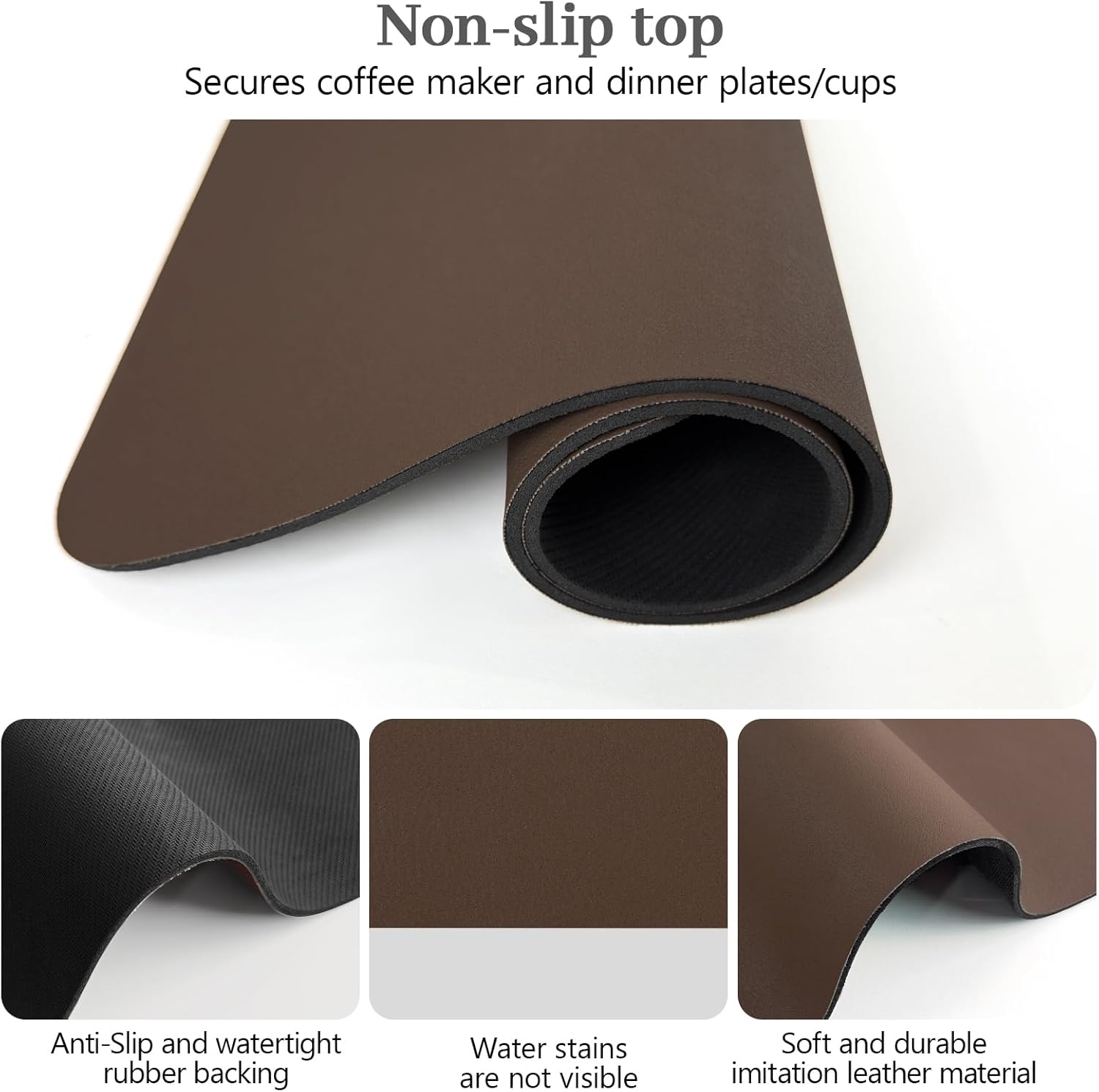 Bloss Coffee Mat, Bar Mat, Hide Stain Absorbent Drying Mat with Waterproof Rubber Back, Fit Under Coffee Maker Machine Pot Espresso Machine(12.2"x19.7", Brown)