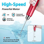 Milk Frother with Stand Rechargeable-Handheld Frother Wand with 3 Stainless Whisks 3 Speed Adjustable, Electric Whisk Drink Mixer, Foam Maker Blender for Matcha Latte Cappuccino Chocolate