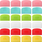 Uiifan 24 Pcs Plastic Bench Scraper with Scale Flexible Dough Multipurpose Cake Cutter Pizza Dough Spatula Food Scraper Tool Gift for Bread Pastry Fondant Icing, 6 Colors