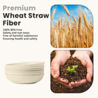 Homienly 65 oz Large Salad Bowls Wheat Straw Big Bowls 10 inch Serving Bowls Wheat Straw Plates Bowls Set of 6 Wide and Shallow Bowls for Kitchen Dishwasher Safe-Beige