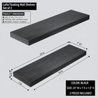 Lufia Floating Wall Shelves, Set of 2, MDF with Invisible Brackets, Modern Storage for Bedroom, Bathroom, Living Room, Kitchen (Black, 24" W x 7" D x 1.5" H)
