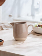 famiware Milkyway 13oz Creamer with Handle, Ceramic Coffee/Milk/Sauce/Serving/Salad Pitcher Jug, Stoneware Maple/Syrup Dispenser, Milk Frother Cup, Microwave and Dishwasher Safe, Cinnamon Brown