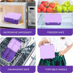 Bento Lunch Box with 8oz Soup Thermo, Kids Leakproof Lunch Food Containers with 4 Compartment, Kids Thermo Insulated Hot Food Jar for School, Trvael (Purple)