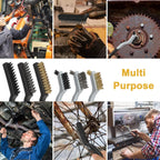 Wire Brushes Cleaning Set 6Pc, 9" and 7", Wire Brushes for Cleaning Welding Slag, Rust and Dust. Includes Brass, Nylon, Stainless Steel Brushes with Strong Handle