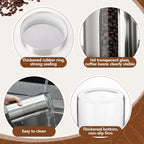 Suclain Stainless Steel Coffee Grounds Canisters with Shelf 3 x 50oz Sugar Coffee Bean Storage Container with Airtight Threaded Lid, Glass Window, Scoop Kitchen Storage Jar Set for Bar Creamer Nut Tea