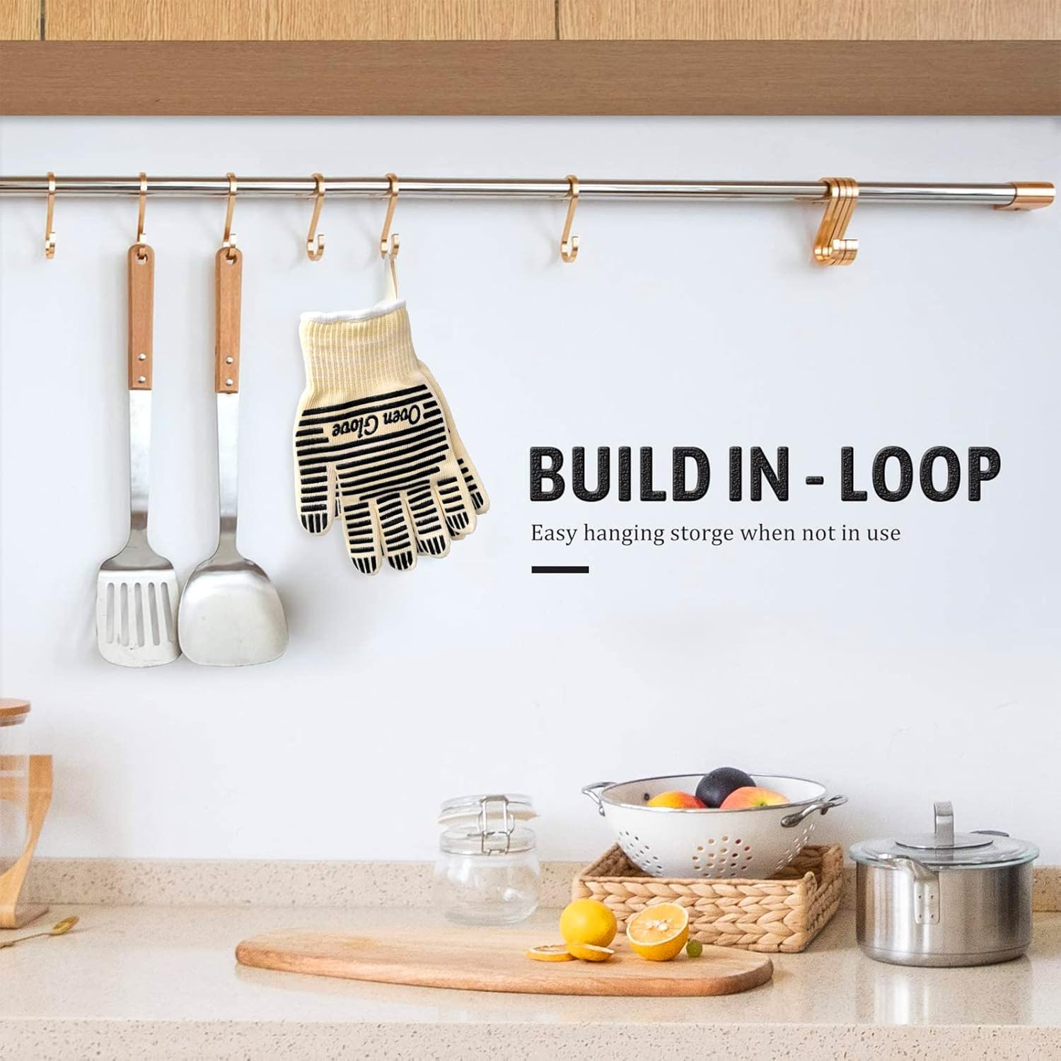 Oven Gloves, Heat Resistant 540 Degrees Grilling Gloves, Hot Surface Handler Non-Slip Silicone Oven Mitts with Fingers, BBQ Gloves for Cooking/Kitchen/Baking, Pack of 2