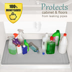 The Original Under Sink Mat - Adjustable Silicone mat, Waterproof Under The Sink Bathroom Vanity Mat, Under sink mats for kitchen waterproof - 28" x 19" or smaller