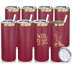 20 oz Skinny Tumblers Bulk 8 Pack, Stainless Steel Insulated Tumbler with Lids and Straws, Slim Double Wall Powder Coated Travel Coffee Mugs Reusable Cup for Hot Cold Drinks (Red,8 pack)