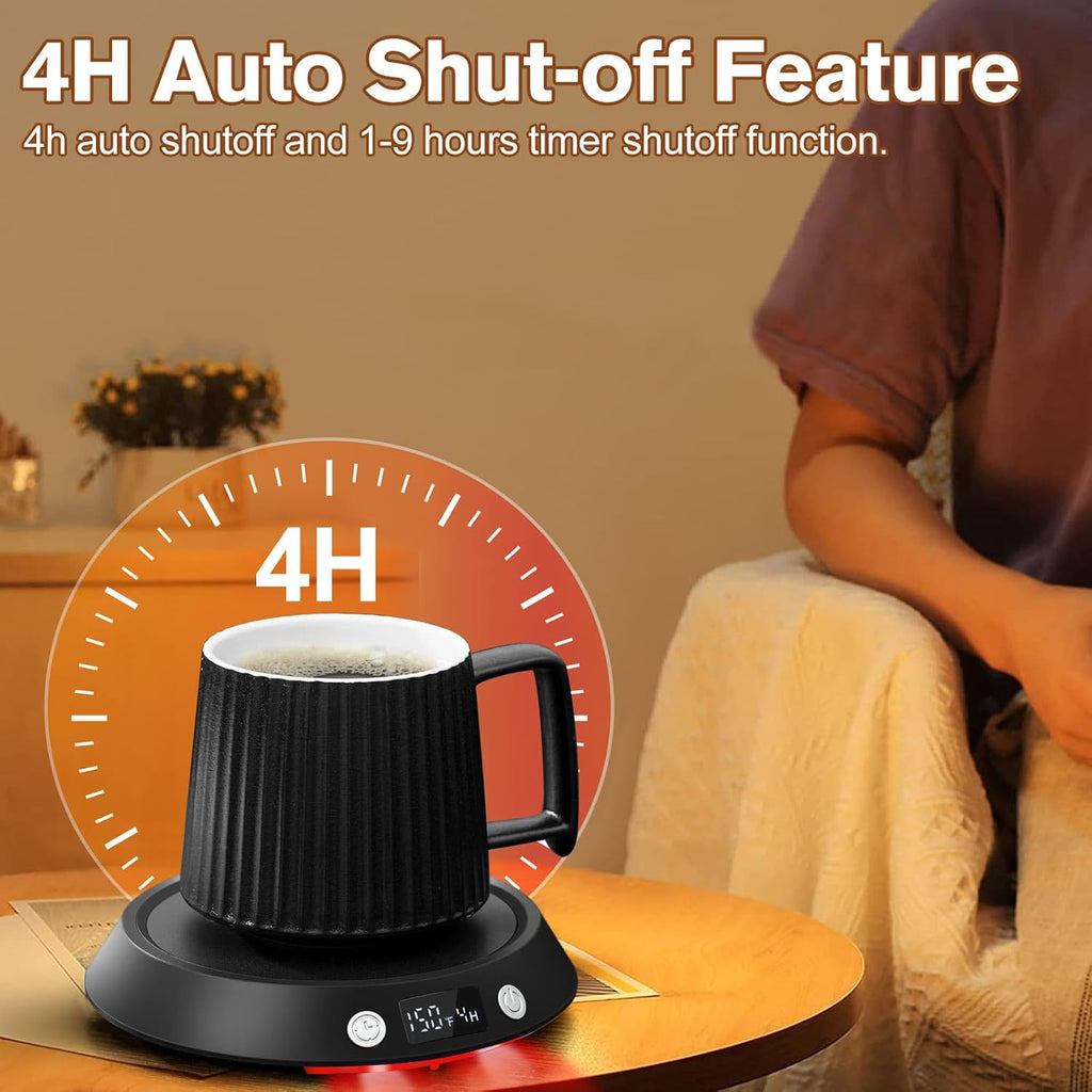 Coffee Mug Warmer - 55W Electric Coffee Warmer for Desk 3 Temp Settings & 2-9 Timer Smart Cup Warmer for Desk Candle Warmer Plate with LED Lights Beverage Tea Milk Warmer for Home & Office