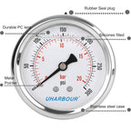 Glycerin Filled Pressure Gauge 300psi/20bar, Stainless Steel case, Brass Inside Construction, 2-1/2" dial, 1/4" NPT Back Connection.……