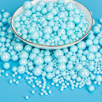Twisweet Blue Pearl Sprinkles for Cake Decorating, Edible Baby Blue Sugar Sprinkles for Baking, Mix Size, Cake Topper Cupcake Cookie Ice Cream Dessert Decorations, Baby Shower Birthday Frozen Winter Supplies (130g/4.58oz)