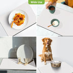 Matace Designer Coffee Bar Mat, Large 16 x 24 Inches, Rubber Backing, Absorbent Coffee Maker Mats for Dish Drying, Kitchen Countertop, Heat Resistant, Solid White