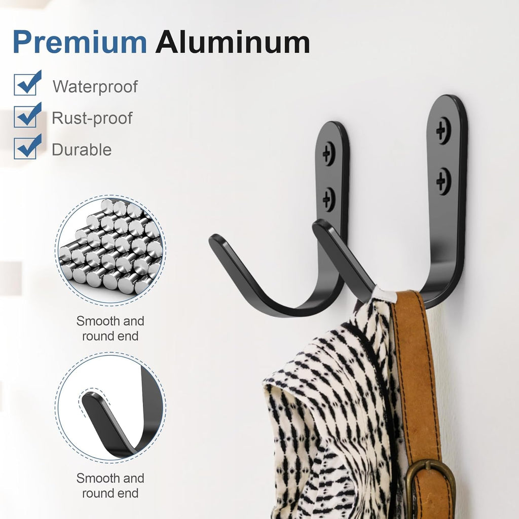 10PCS Hooks - Wall Mount Coat Hooks with 20 Screws for Hanging Coats, Towels, Backpacks, Hats, Dog Leashes, Coffee Mugs