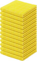 Homaxy 100% Cotton Terry Kitchen Dish Cloths, Ultra Soft and Absorbent Dish Towels for Kitchen, Perfect for Drying and Washing Dishes, 12 Pack, 12 x 12 Inches, Yellow