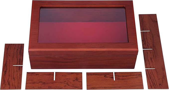 Tea Box - Luxury Wooden Tea Bag Organizer from The Apace Premier Collection - 8 Compartment Tea Storage Chest Container - Elegantly Handmade w/Scratch Resistant Window