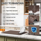 Dish Drying Mat for Kitchen Counter | Coffee Bar Mat for Countertops | Heat Resistant Drainer Mat with Non-slip Rubber Backed | Hide Stain Kitchen Absorbent Draining Mat | Brown 16"x18"