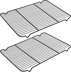 Cooling Rack Set of 2, E-far 1/2 Sheet Baking Racks for Oven Cooking Roasting Grilling, Non-stick 16.4” x 11.4” Wire Rack for Cookie Cake Bacon Meat Resting, Non-toxic & Easy to Clean