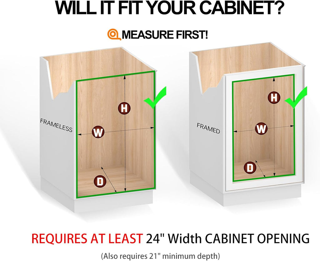 Pull Out Cabinet Organizer (22"W x 21"D), Slide Out Shelves for Kitchen Cabinets, Pull Out Drawers Heavy-Duty Metal Rolling Shelf, Chrome Finish