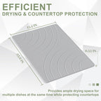 Large Stone Drying Mat for Kitchen Counter, 24" × 16" Diatomite Dish Drying Mat, Quick Dry Stone Mats, Ultra Absorbent Natural Diatomaceous Earth Mats for Dished, Bottles, Grey