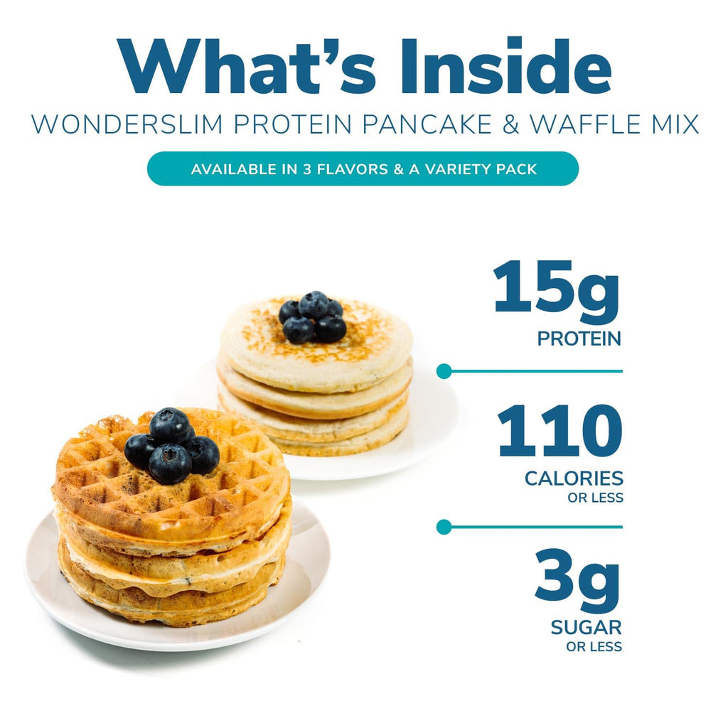 Wonderslim Protein Pancake & Waffle Mix, Chocolate Chip, Low Sugar & Low Calorie (7ct)