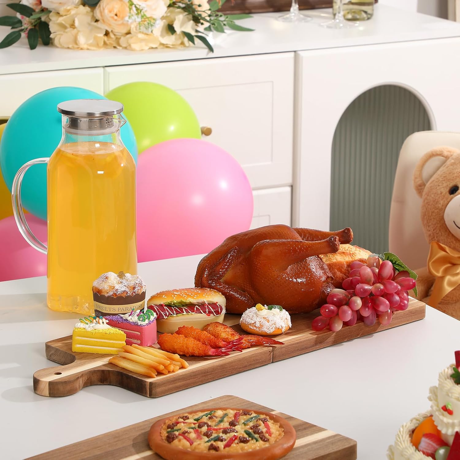 Large Acacia Charcuterie Board Wood Charcuterie Boards with Handles Foldable Travel Wooden Serving Cheese Boards for Party Food Appetizers Housewarming Gift Meat Party(31.5 x 8.7inch)