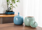 Kitchen Canisters Vintage Ceramic Food Storage Jar with Airtight Lid for Tea, Coffee, Herb, Sugar, Spice, Nuts (Blue(ICE))