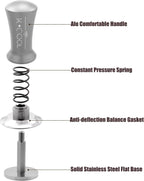 K COOL 51mm Coffee Espresso Tamper, Premium Barista Tools, Calibrated Spring Tamper, 100% Stainless Steel Flat Base Tamper with Scale Mark for Espresso Machine (Silver)