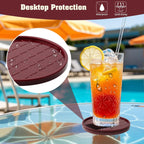 Coasters,Drink Coasters Set of 8 with Holder (Wine red, 12pcs)