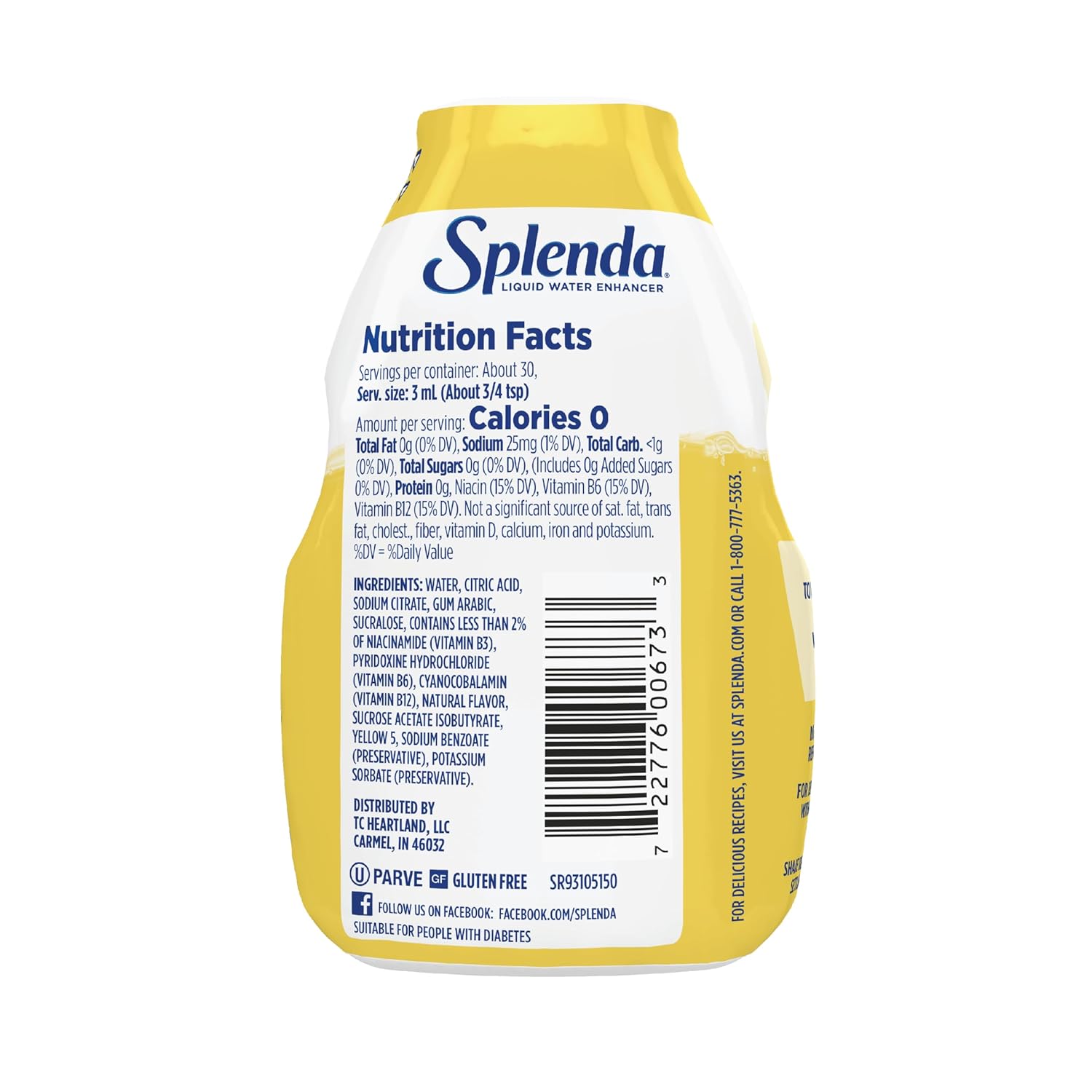 SPLENDA Liquid Water Enhancer Drops, Sugar Free, Zero Calorie, Natural Flavor, Concentrated Drink Mix, 3.11 Fl Oz Each Bottle (Lemonade, 2 Pack)