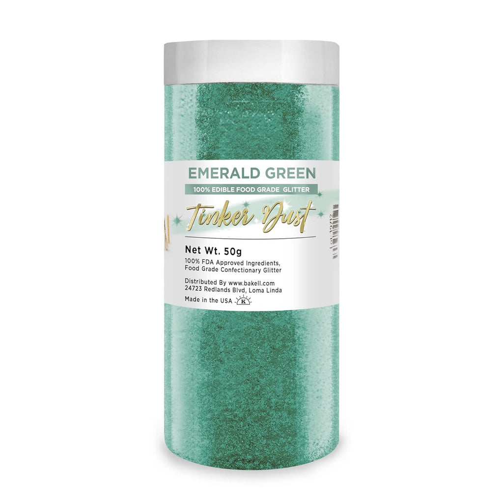 BAKELL Emerald Green Edible Glitter, 50 Grams | TINKER DUST Edible Glitter | KOSHER Certified | 100% Edible Glitter | Cakes, Cupcakes, Cake Pops, Drinks, Dessert Vegan Glitter & Dusts (50g, Emerald Green)