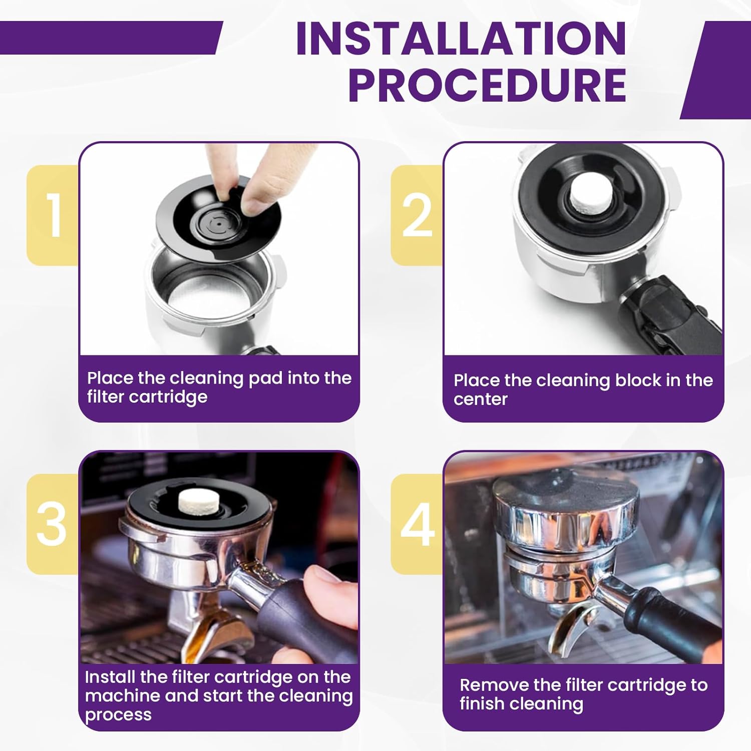 Espresso Backflush Cleaning Disc, 54mm Silicone Espresso Cleaning Disc for Most Espresso Machines BES980XL BES990 BES900XL BES920XL, 4 Pack