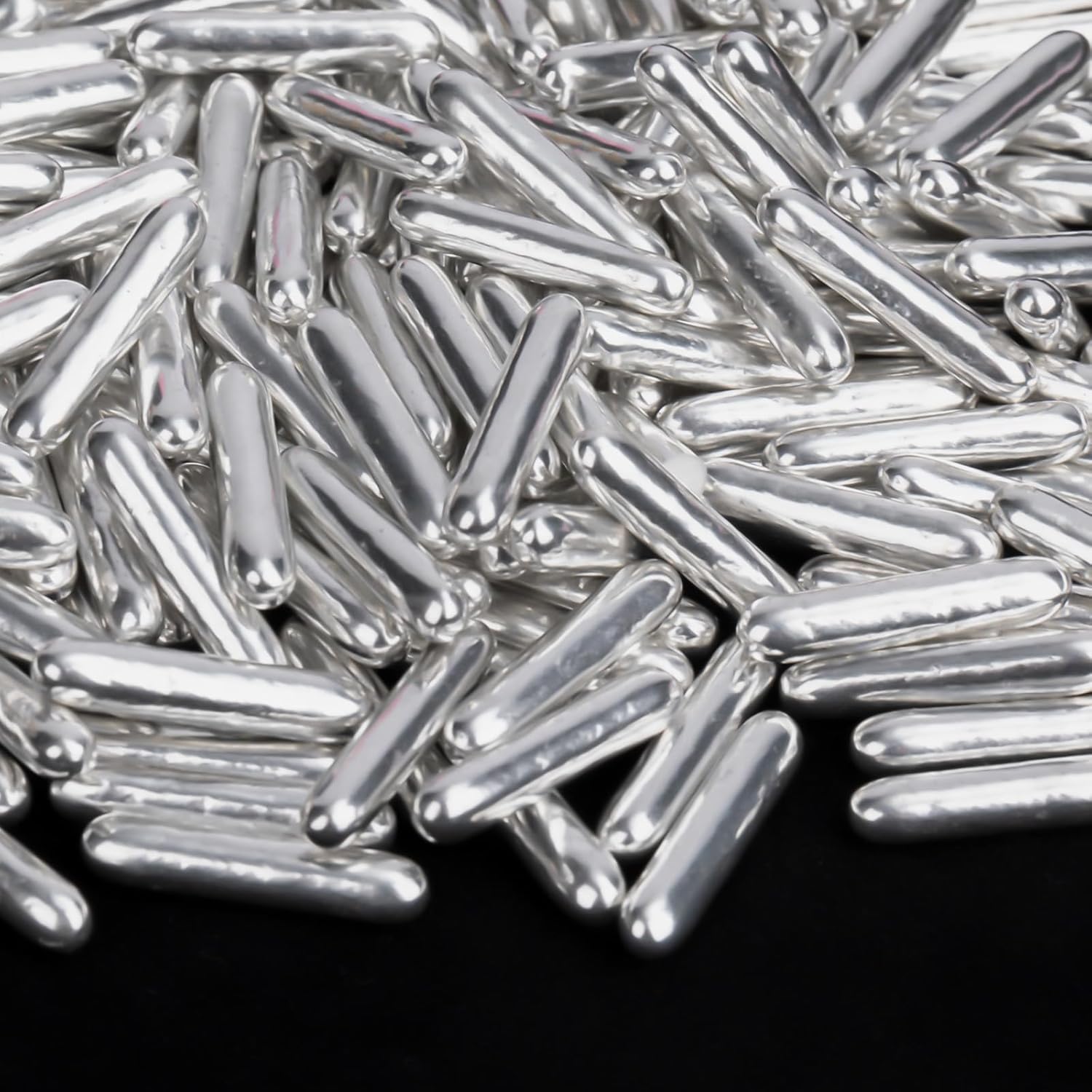 Twisweet Silver Rods Sprinkles, Edible Sugar Sprinkles for Cake Decorating, Candy Rods for Baking Cake Topper Ice Cream Cupcake Cookie Donut Decorations, Wedding Valentines Birthday Party Christmas Easter Supplies (130g/4.58oz)