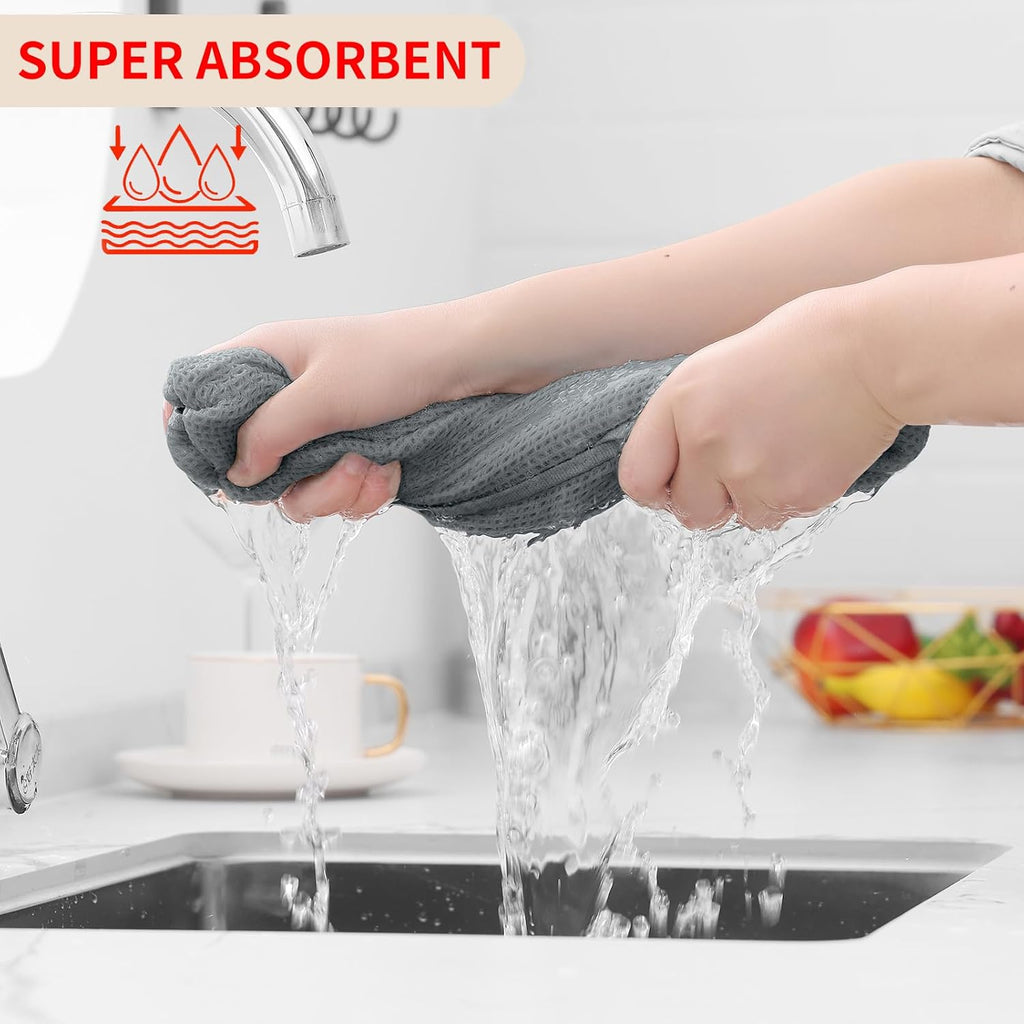 Homaxy 100% Cotton Waffle Weave Kitchen Dish Towels, Ultra Soft Absorbent Quick Drying Cleaning Towel, 13 x 28 Inches, 8-Pack, Grey