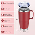 HASLE OUTFITTERS 20oz Tumbler Bulk with Lid, Stainless Steel Tumbler Bulk with Handle, Metal Insulated Travel Coffee Mug Set with Handle, Double Wall Vacuum Leak Proof Tumbler Cup, Red 12 Pack