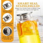 Round Glass Pitcher with Lid & Spout, 2 Pack 1.8L 60 Oz – Water Pitcher with Handle for Fridge, Brosilicate Glass Carafe Hot & Cold Drink, Large Jug for Icead Tea Coffe Juice, Jarra De Vidrio Con Tapa