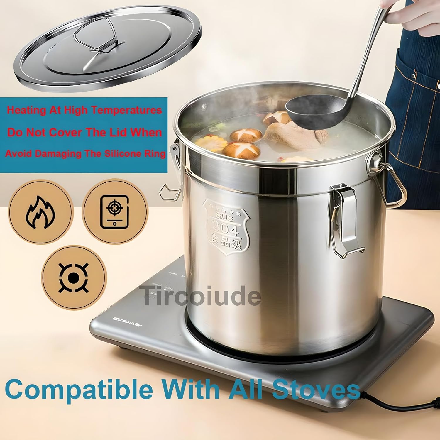 304 Stainless Steel Kitchen Airtight Canister, 12L 3.1 gal Rice Oil Food Storage Bucket Transport Can with andles Airtight Lid for Rice Flour Grain Coffee Bean Pail Container