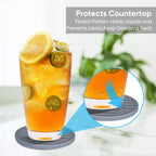 6 Pack Rubber Drink Coasters,Coasters for Drink with Holder,Silicone Cup Mat Non-Stick,Non-Slip,Thickened Live for Hot or Cold Drink-Pure Gray