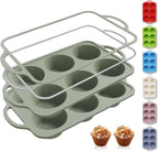 2 Packs 6 Cups Silicone Muffin Pan with Metal Reinforced Frame Cupcake Pan Tray Egg Molds Mother Day Best Mama Bonus Mom Ever Mother In Law Gifts Step Mom Stepmom Grandma Gigi Granny Nana Present
