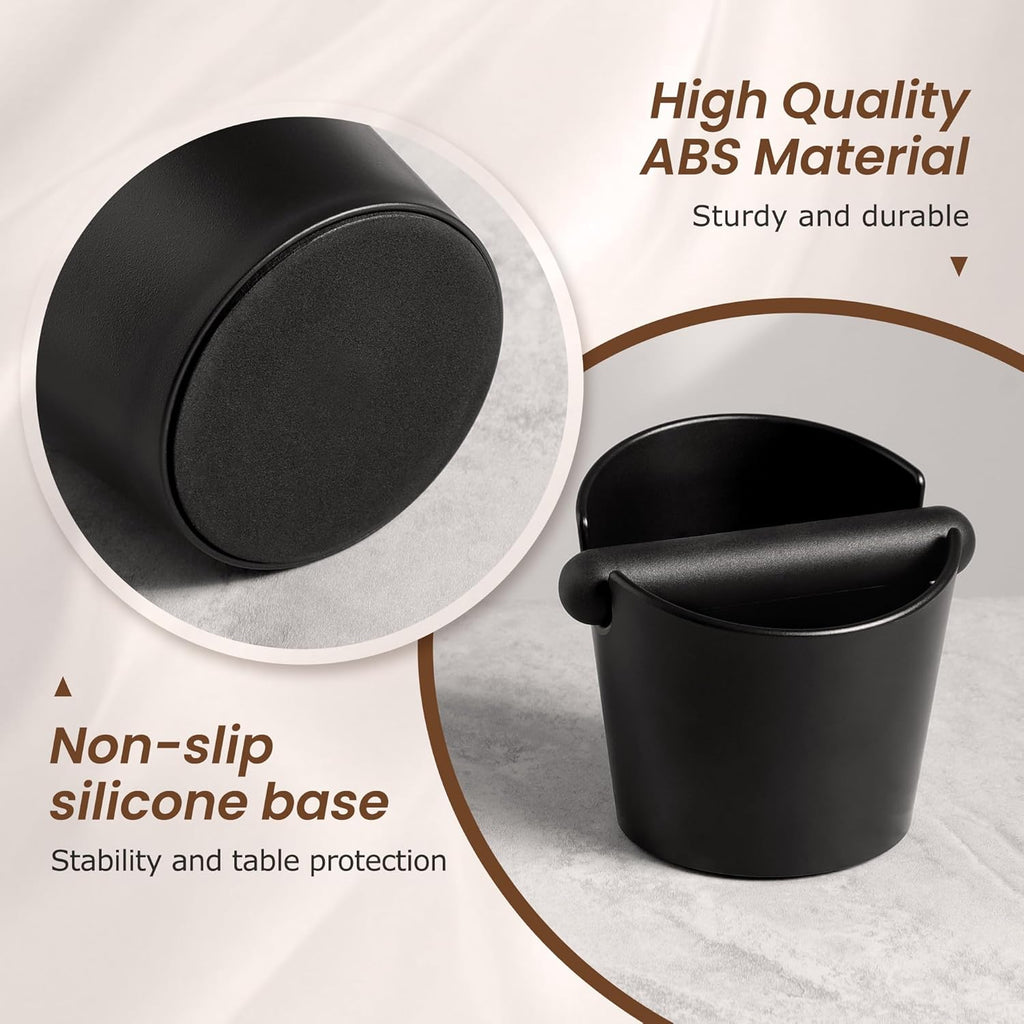 VEVOK CHEF Espresso Knock Box Coffee Knock Box Espresso Bucket Knock Coffee Ground Dump Bin with Removable Knock Bar Trash Can Non-Slip Base