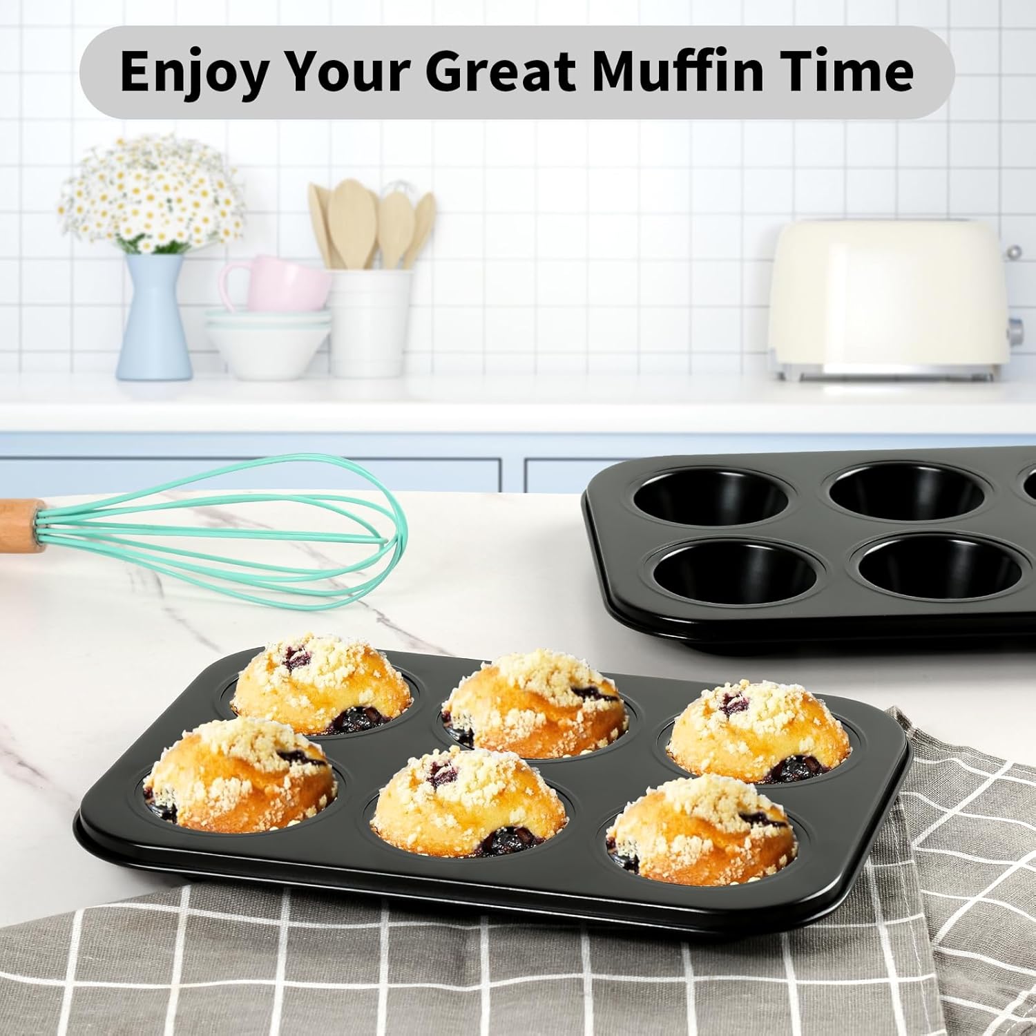 Muffin Baking Pan, Nonstick Premium Carbon Steel Muffin Pan for Baking, Cupcake Tin Cheesecake Pans