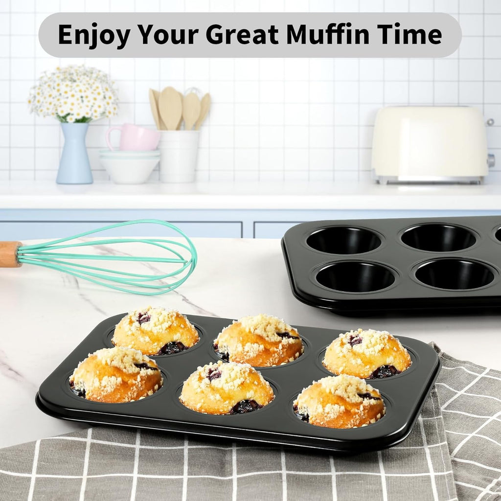 Muffin Baking Pan 2-Pack, Nonstick Premium Carbon Steel Muffin Pan for Baking, Cupcake Tin Cheesecake Pans