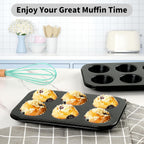 Muffin Baking Pan 2-Pack, Nonstick Premium Carbon Steel Muffin Pan for Baking, Cupcake Tin Cheesecake Pans