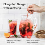 carrotez 9.9" Silicone coffee stirrer, Long Reusable Coffee Spoon for Iced Tea, Multipurpose Beverage Stirring Spoon - Coral Pink