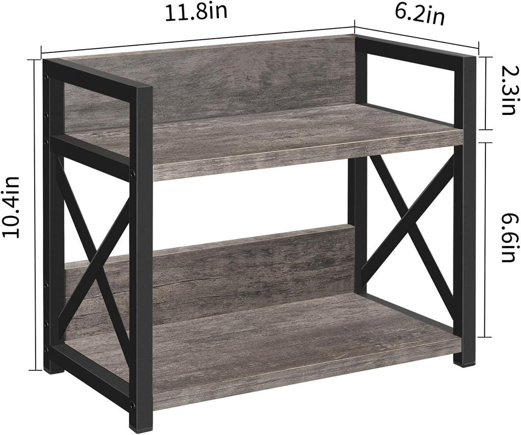 YINMIT Countertop Shelf Organizer,Coffee Bar Accessories,Spice Rack,Coffee Counter Shelf,2 Tier Coffee Organizer Station for Mugs,Cups,Cream,Syrup(Rusti Grey, Small)