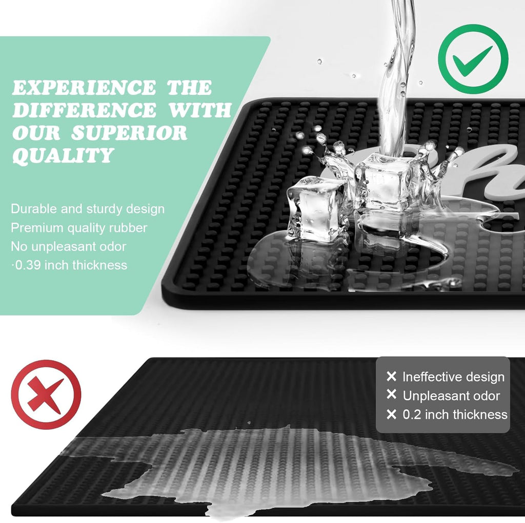 Cheers Bar Mat for Countertop 18in x 12in Large - Thick Durable Non-Slip Spill Rubber Bar Mats for Bartending - Personalized Custom Bar Mat for Home Bar Barista (Cheers)